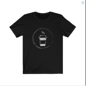 Camiseta negra con estampado de café